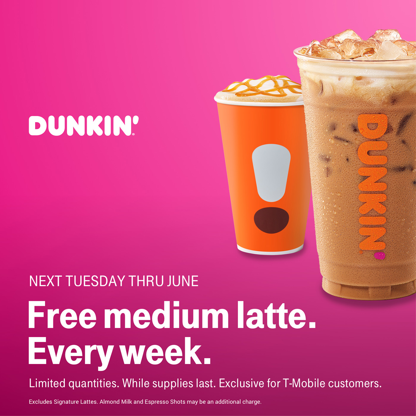 T-Mobile Tuesdays will give customers free Dunkin' latte every week ...