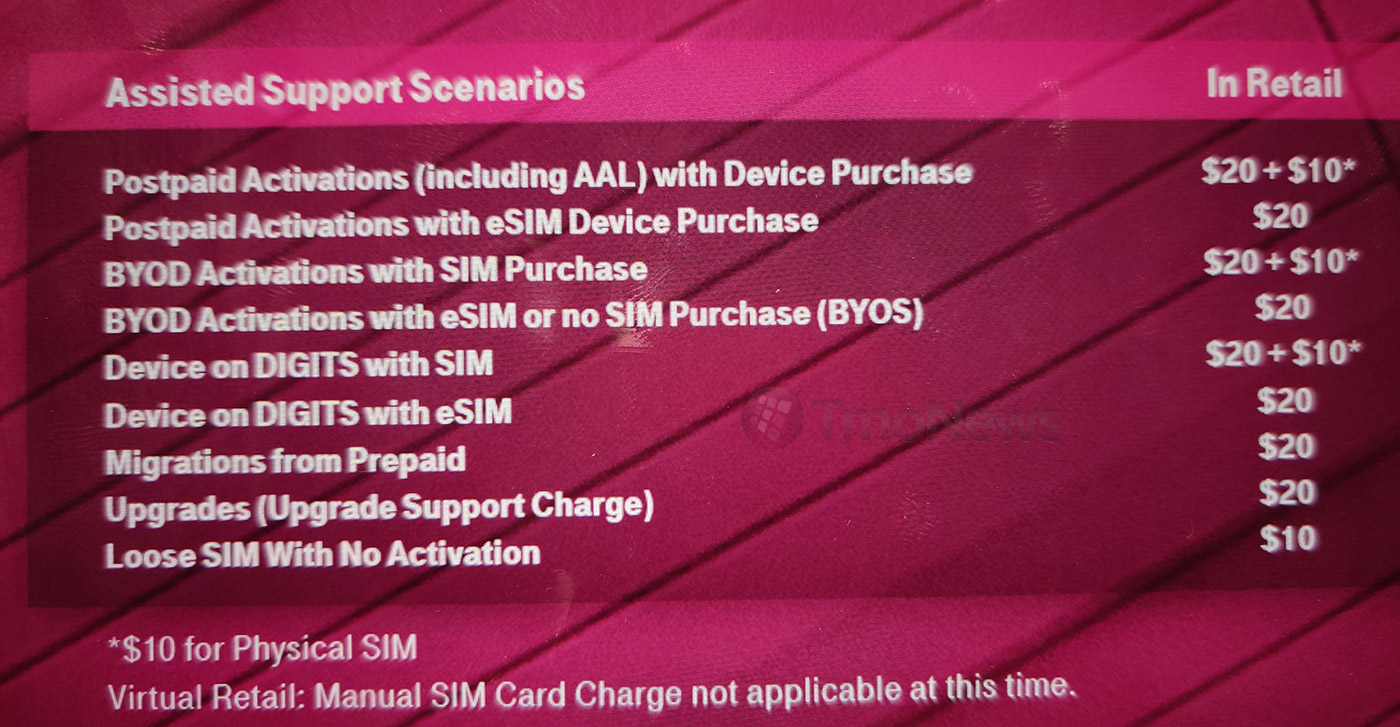 t mobile support charge