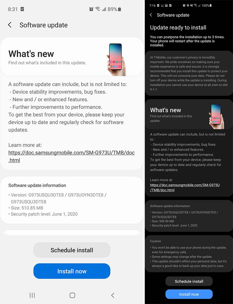 galaxy s10e android 11 update