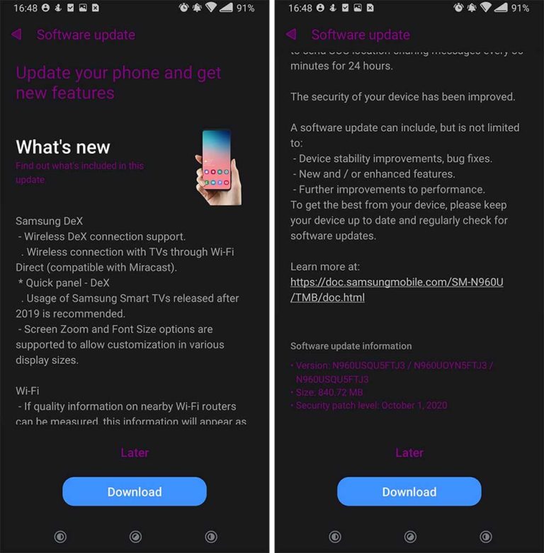 note 9 one ui 2.5 update